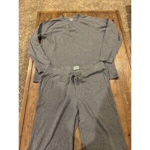 L.L. Bean Men's Bean Cotton Knit Pajamas Pants & Top PJ Set Gray Large Tall EUC